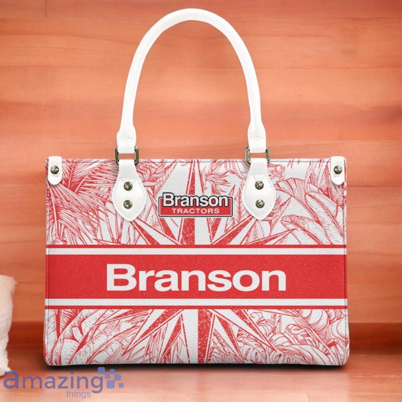 Branson Tractors Leather Handbag Custom Name Gift For Women image Branson Tractors Leather Handbag Custom Name Gift For Women Product Photo 3