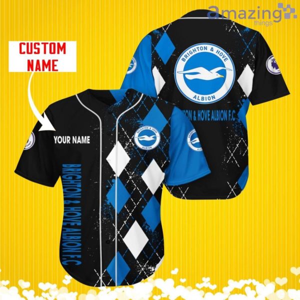 Brighton _ Hove Albion F.C Sports Logo Jersey Baseball Shirt Custom Name With Diamond Brush Pattern For Men And Women Product Photo 1