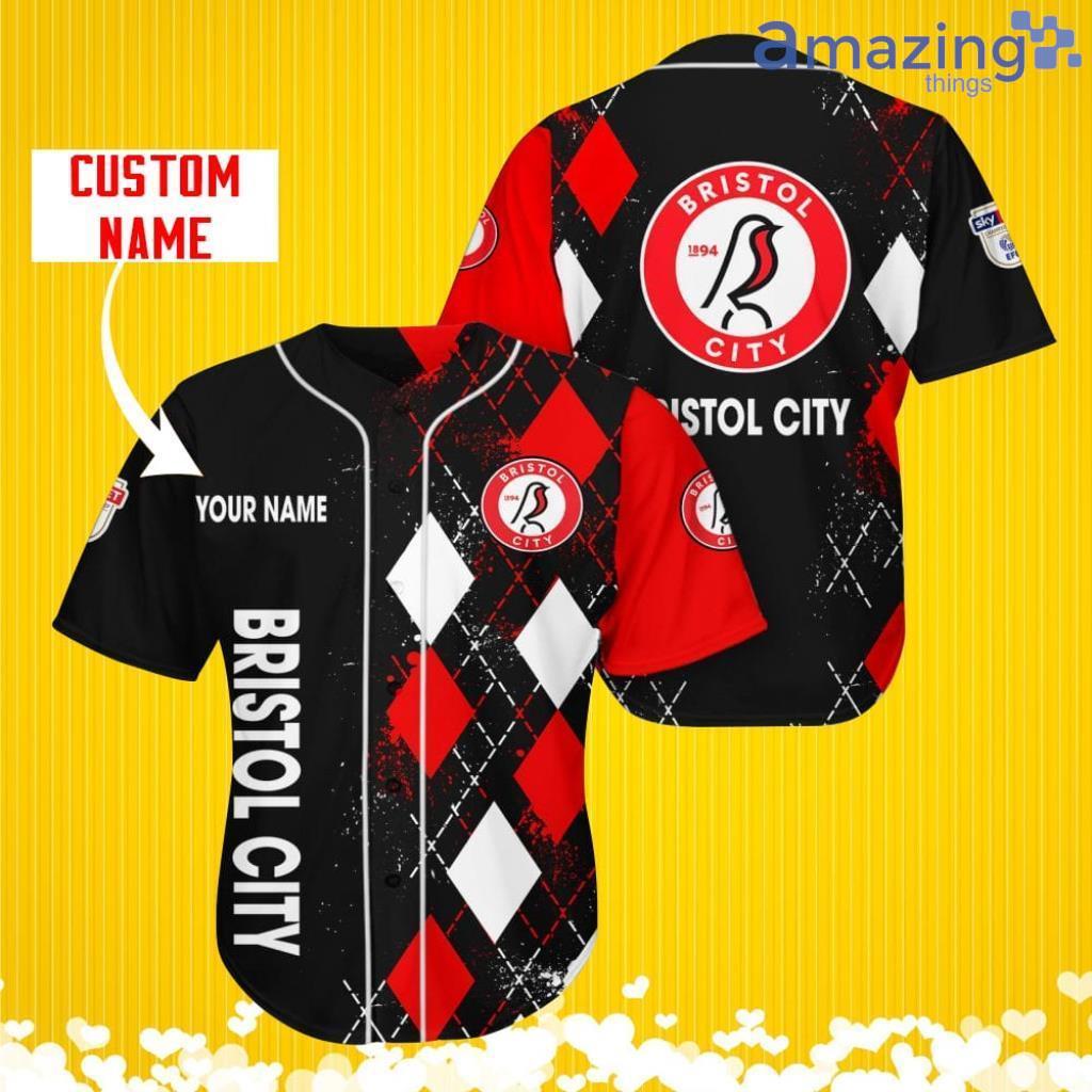 Bristol City Sports Logo Jersey Baseball Shirt Custom Name With Diamond Brush Pattern For Men And Women image Bristol City Sports Logo Jersey Baseball Shirt Custom Name With Diamond Brush Pattern For Men And Women Product Photo 1