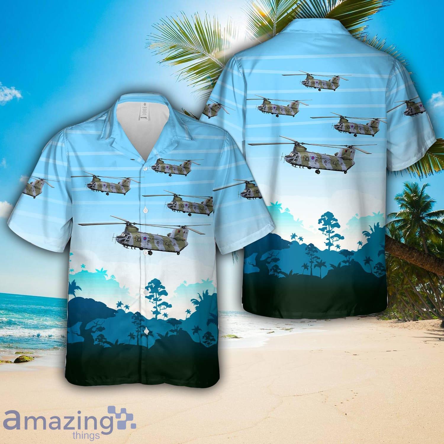 British Royal Air Force CH 47 HC1 Chinook Bravo November Falklands 1982 Hawaiian Shirt 3D Printed Button Shirt image British Royal Air Force CH-47 HC1 Chinook Bravo November Falklands 1982 Hawaiian Shirt 3D Printed Button Shirt Product Photo 1