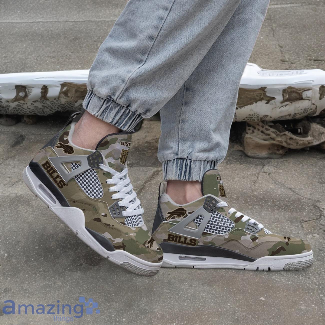 Buffalo Bills NFL Design Camo Air Jordan 4 Custom Name image Buffalo Bills NFL Design Camo Air Jordan 4 Custom Name Product Photo 2