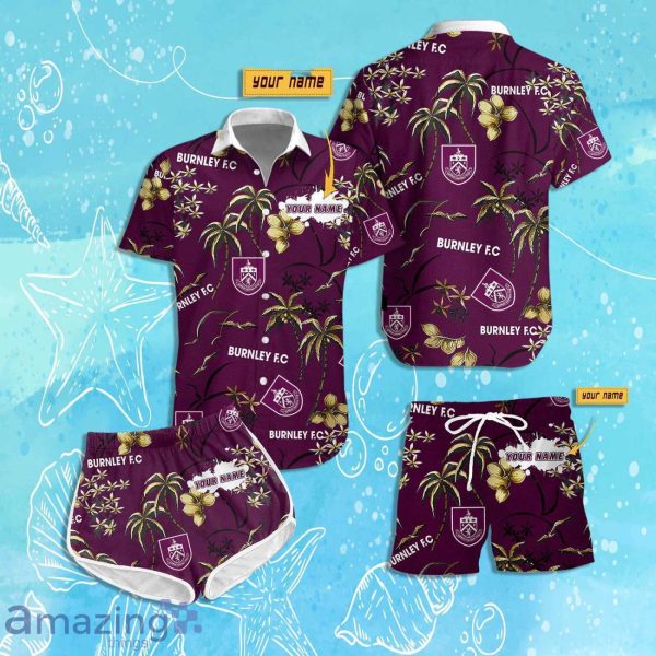 Burnley FC Hawaiian Shirt & Short Custom Name 2024 Men Women Summer Beach Product Photo 1