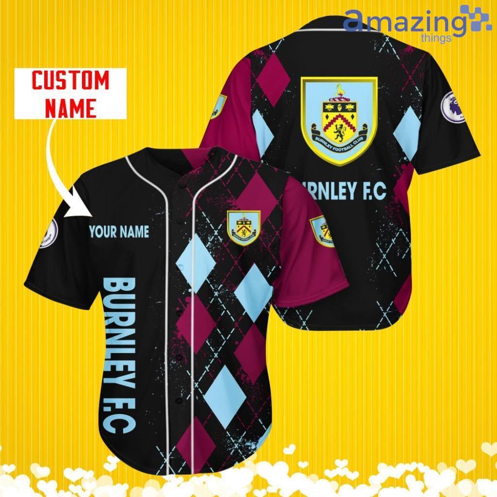 Burnley F.C Sports Logo Jersey Baseball Shirt Custom Name With Diamond Brush Pattern For Men And Women image Burnley F.C Sports Logo Jersey Baseball Shirt Custom Name With Diamond Brush Pattern For Men And Women Product Photo 1