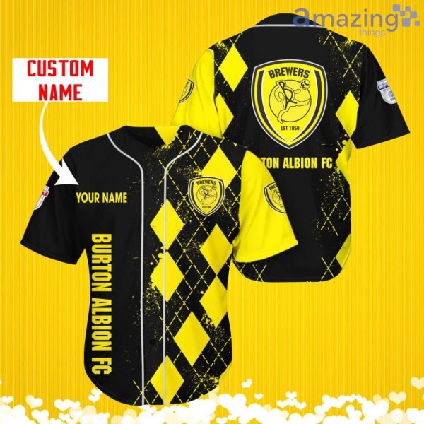 Burton Albion F.C Sports Logo Jersey Baseball Shirt Custom Name With Diamond Brush Pattern For Men And Women Product Photo 2