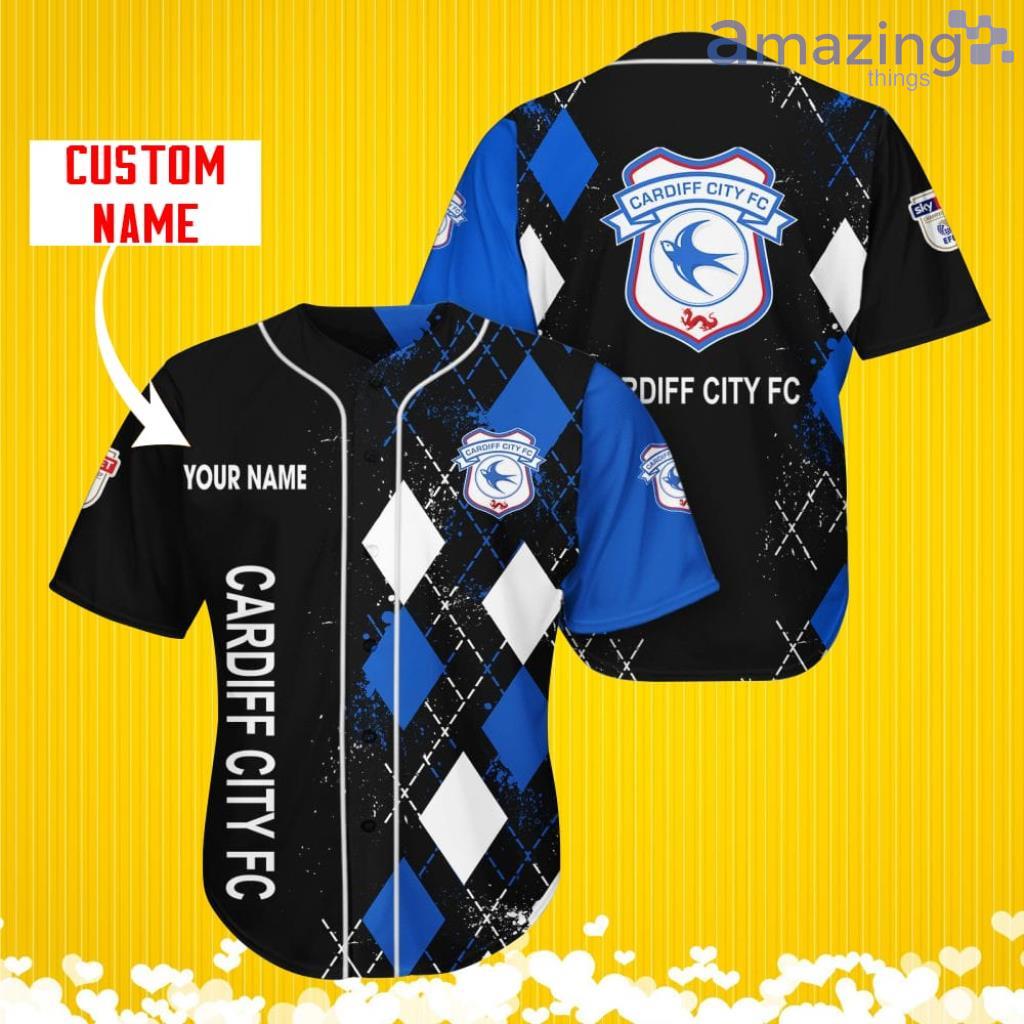 Cardiff City F.C Sports Logo Jersey Baseball Shirt Custom Name With Diamond Brush Pattern For Men And Women image Cardiff City F.C Sports Logo Jersey Baseball Shirt Custom Name With Diamond Brush Pattern For Men And Women Product Photo 1