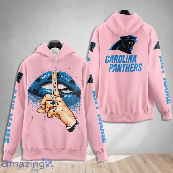 Carolina Panthers Custom Name Shut The F Up Pink 3D Hoodie Shirt Product Photo 1