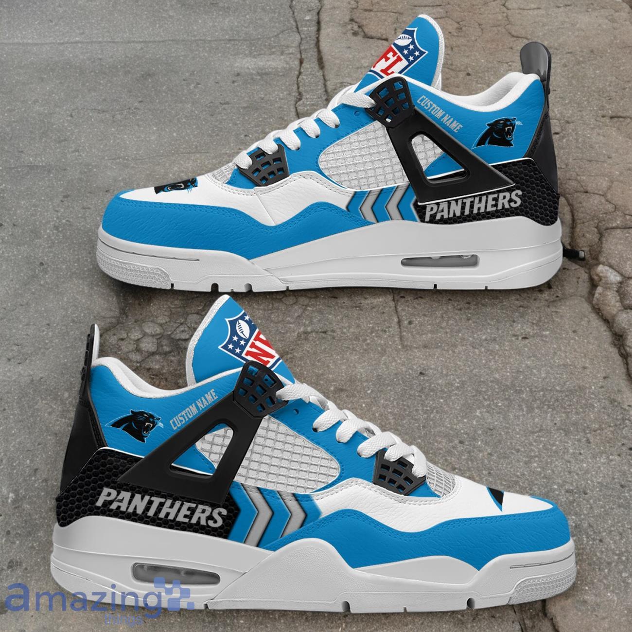 Carolina Panthers NFL Air Jordan 4 Custom Name Sneaker For Fans image Carolina Panthers NFL Air Jordan 4 Custom Name Sneaker For Fans Product Photo 3