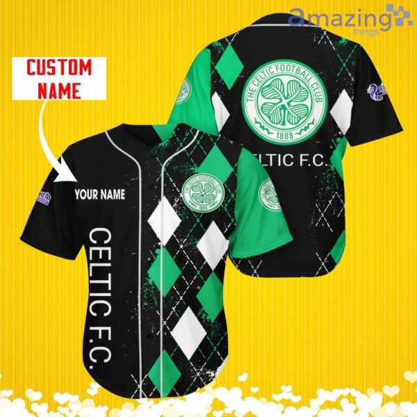 Celtic F.C. Sports Logo Jersey Baseball Shirt Custom Name With Diamond Brush Pattern For Men And Women Product Photo 1