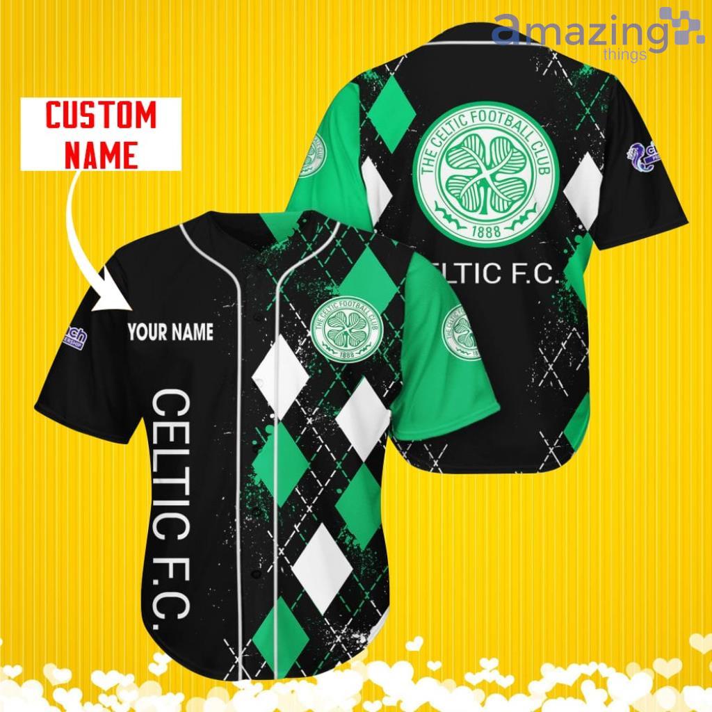 Celtic F.C. Sports Logo Jersey Baseball Shirt Custom Name With Diamond Brush Pattern For Men And Women image Celtic F.C. Sports Logo Jersey Baseball Shirt Custom Name With Diamond Brush Pattern For Men And Women Product Photo 1