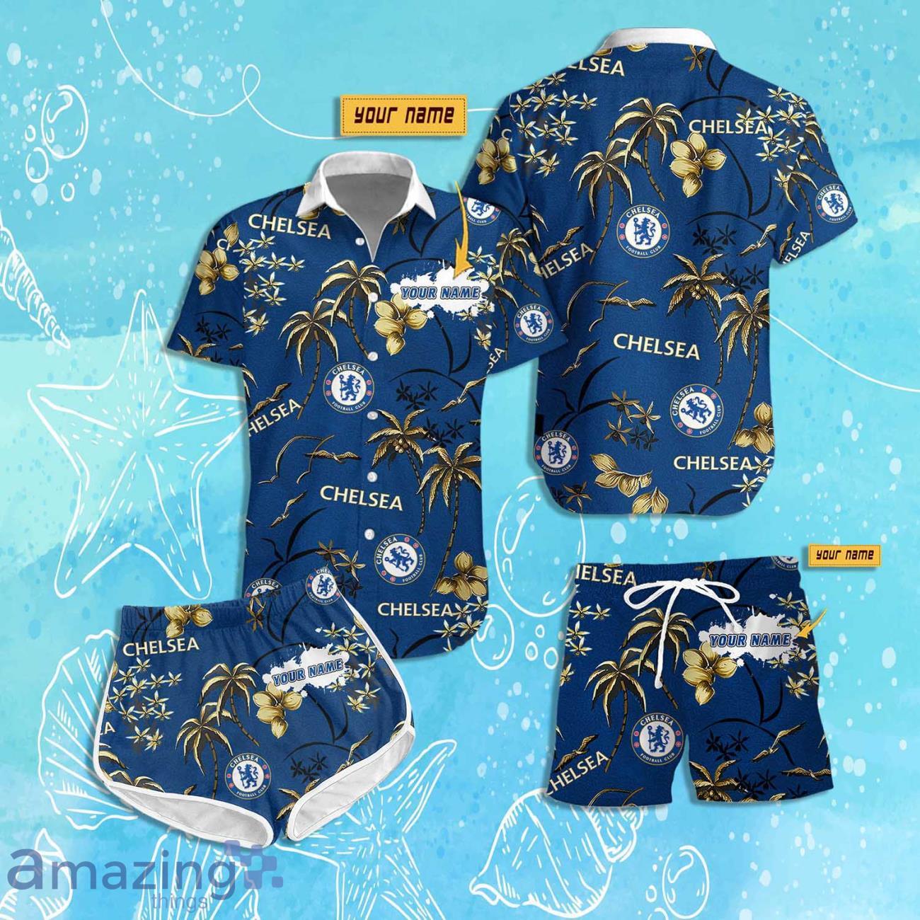 Chelsea FC Hawaiian Shirt & Short Custom Name 2024 Men Women Summer Beach image Chelsea FC Hawaiian Shirt & Short Custom Name 2024 Men Women Summer Beach Product Photo 1