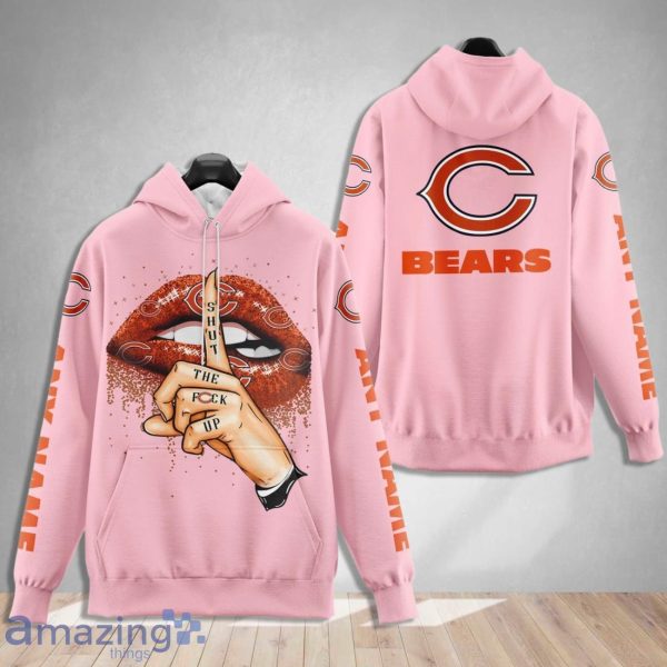 Chicago Bears Custom Name Shut The F Up Pink 3D Hoodie Shirt Product Photo 1