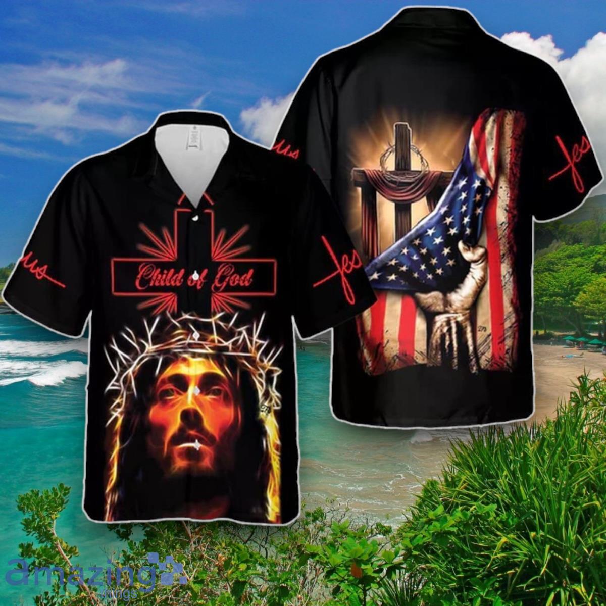 Child Of God Jesus Hawaii Shirt, American Power Vibes Shirts Unique Gift image Child Of God Jesus Hawaii Shirt, American Power Vibes Shirts Unique Gift Product Photo 1