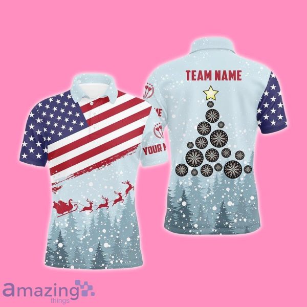 Christmas American Flag Men Darts Polo Shirt Style Gift Custom Patriotic Product Photo 1