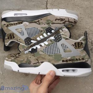 Cincinnati Bengals NFL Design Camo Air Jordan 4 Custom Name Product Photo 1