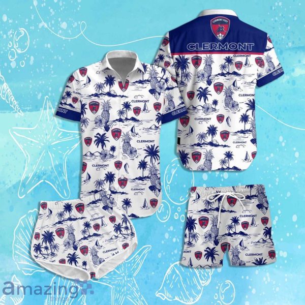 Clermont Foot Auvergne 63 Hawaiian Shirt & Short 2024 Summer Beach For Fans Product Photo 1
