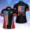 Cool American Flag Black Red Polo Shirt