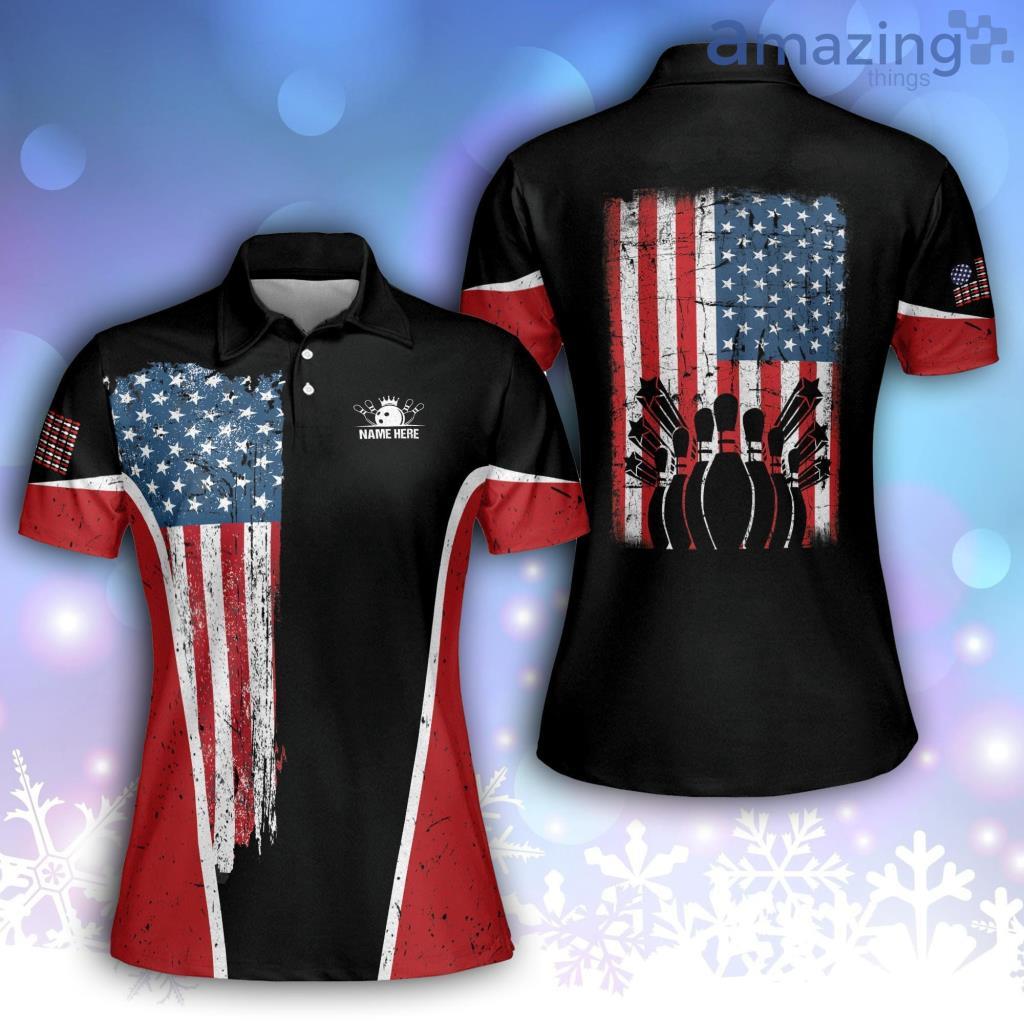 Cool American Flag Black Red Polo Shirt image Cool American Flag Black Red Polo Shirt Product Photo 1