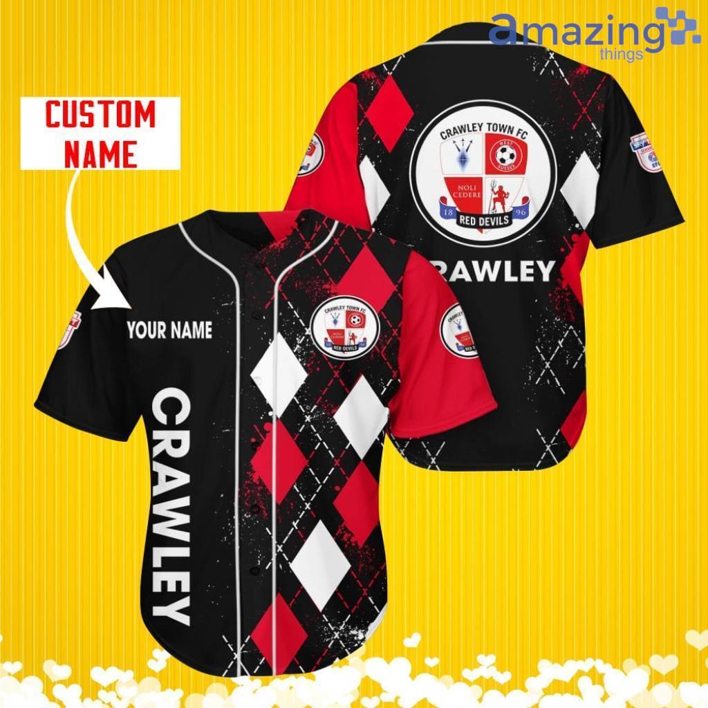 Crawley Town Sports Logo Jersey Baseball Shirt Custom Name With Diamond Brush Pattern For Men And Women image Crawley Town Sports Logo Jersey Baseball Shirt Custom Name With Diamond Brush Pattern For Men And Women Product Photo 1