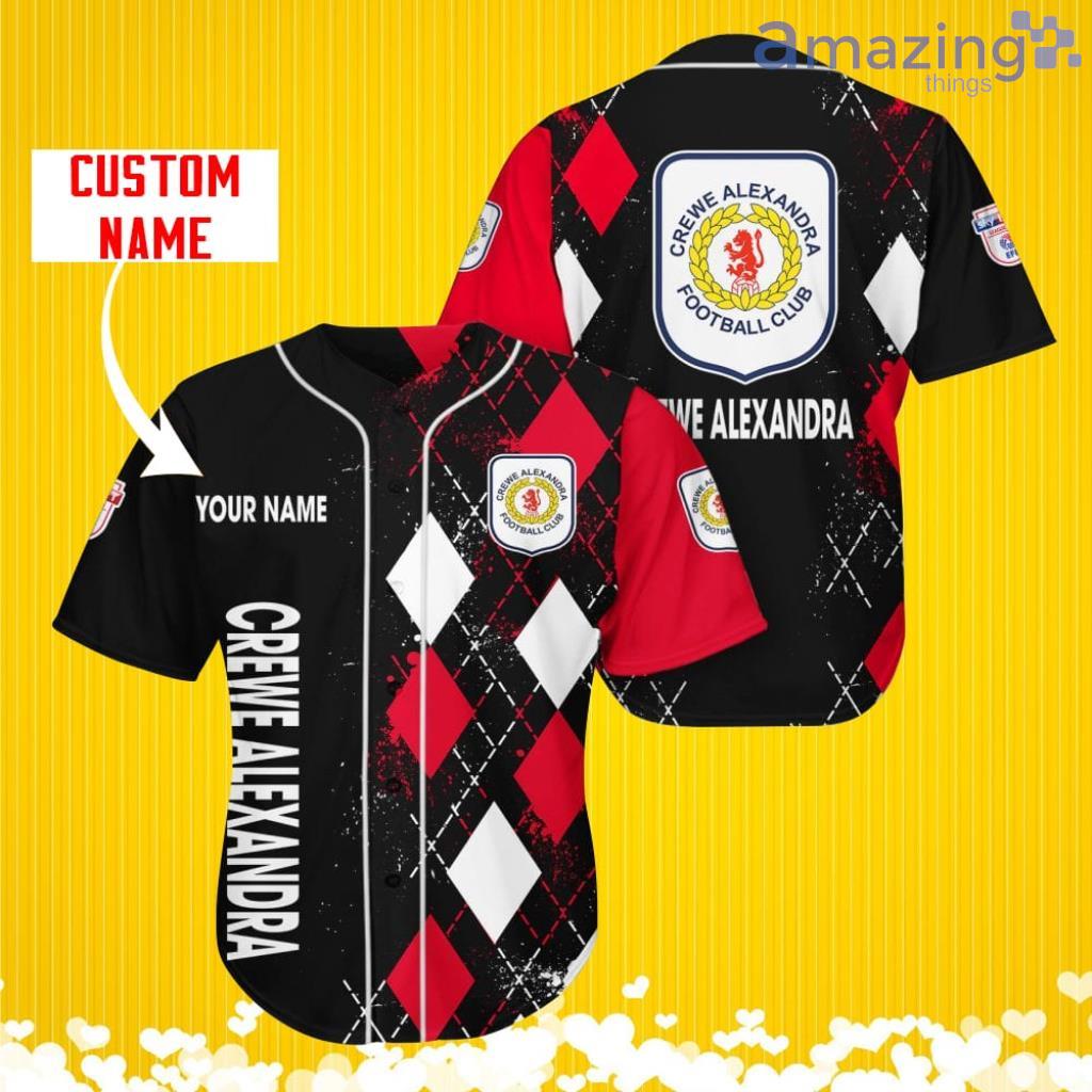 Crewe Alexandra F.C Sports Logo Jersey Baseball Shirt Custom Name With Diamond Brush Pattern For Men And Women image Crewe Alexandra F.C Sports Logo Jersey Baseball Shirt Custom Name With Diamond Brush Pattern For Men And Women Product Photo 1
