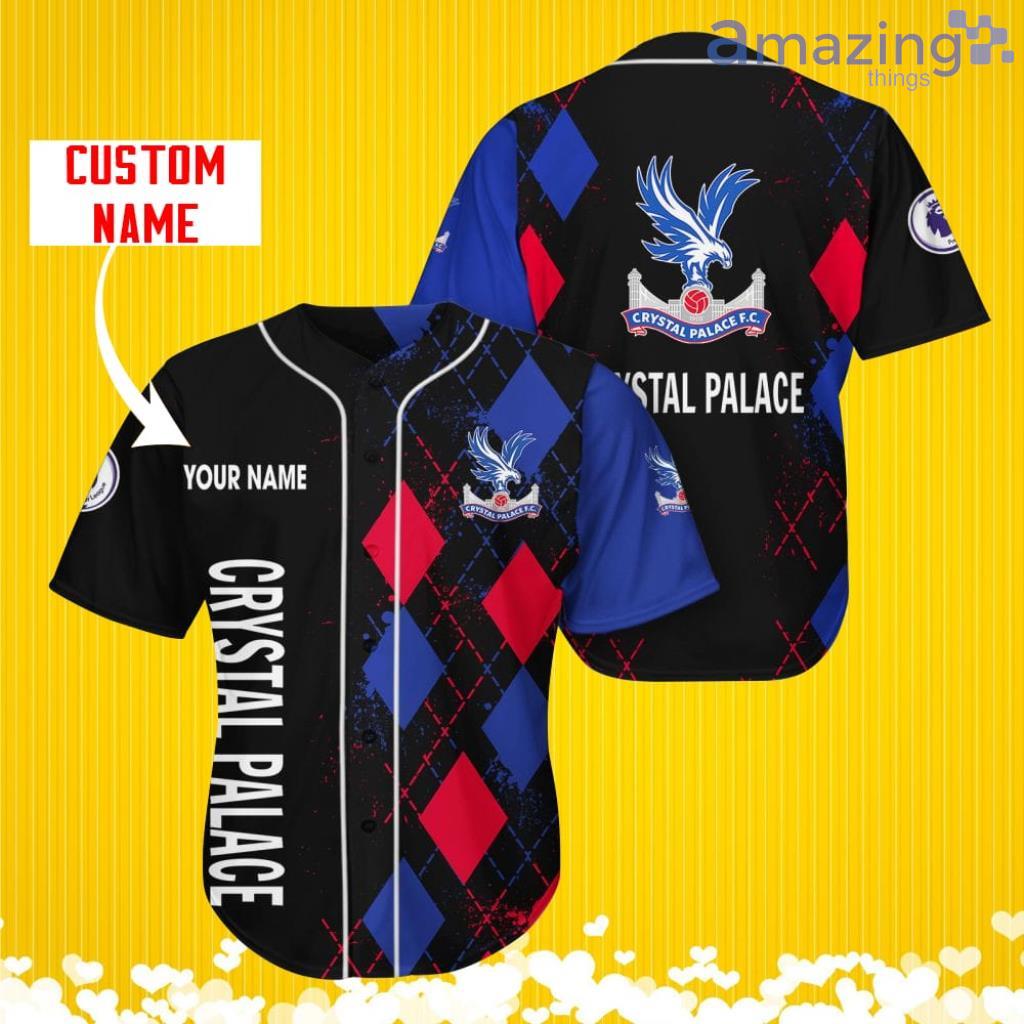 Crystal Palace F.C Sports Logo Jersey Baseball Shirt Custom Name With Diamond Brush Pattern For Men And Women image Crystal Palace F.C Sports Logo Jersey Baseball Shirt Custom Name With Diamond Brush Pattern For Men And Women Product Photo 1