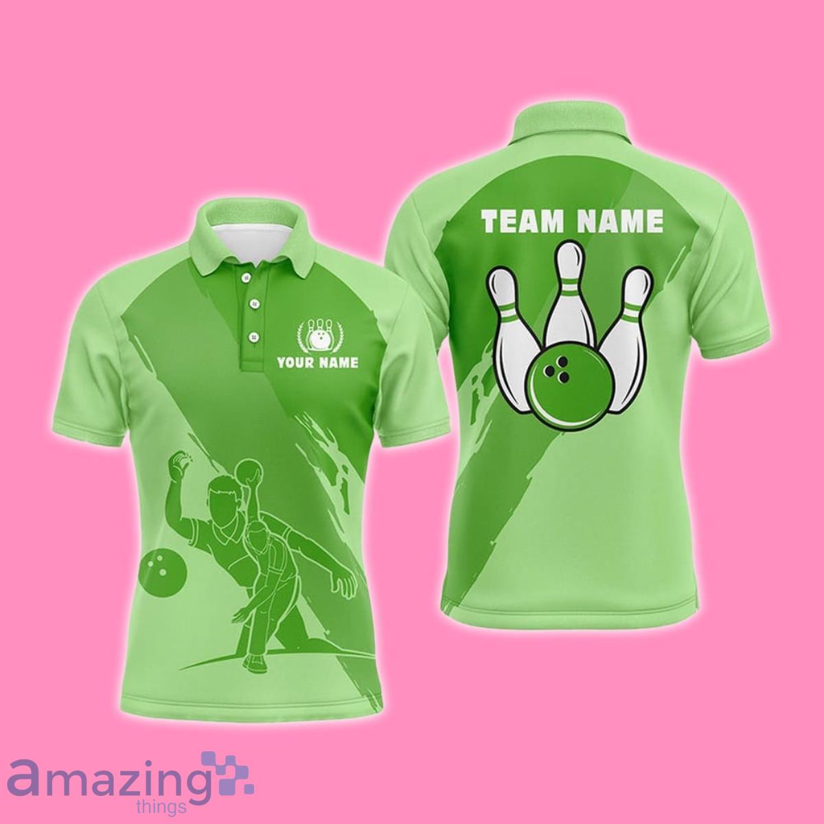 Custom Name 3D Bowling Polo Shirt Style Gifts, Custom Green Team Bowling Jerseys image Custom Name 3D Bowling Polo Shirt Style Gifts, Custom Green Team Bowling Jerseys Product Photo 1