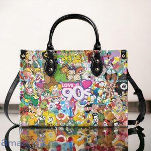 Custom Name 90’s Cartoon Leather HandBag Product Photo 1
