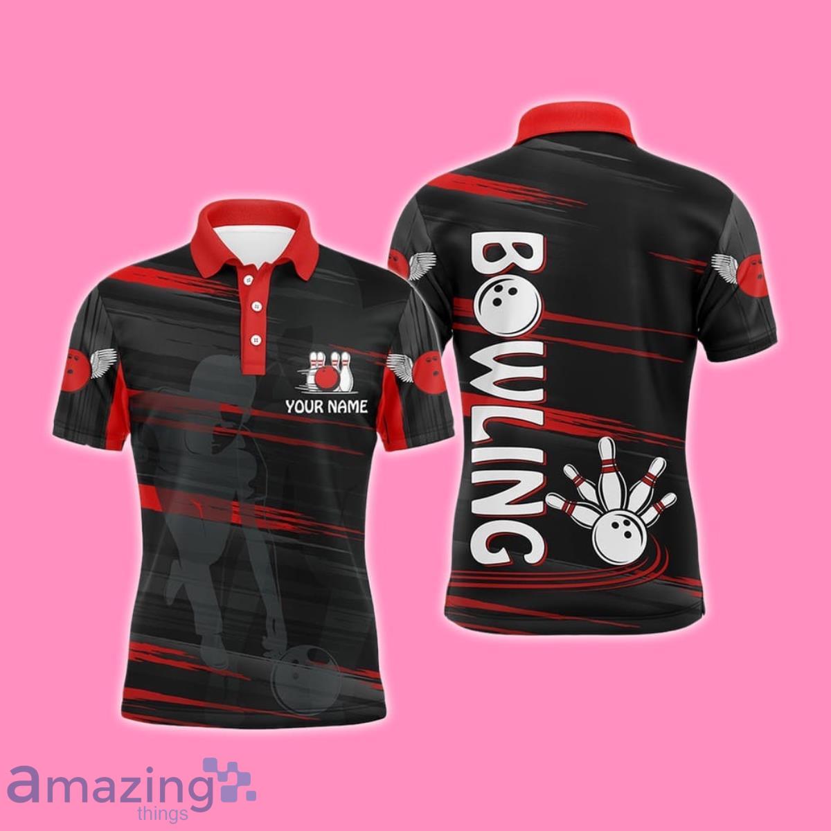 Custom Name Bowling Polo Shirt Style Gift Red And Black Bowling Shirt For Team image Custom Name Bowling Polo Shirt Style Gift Red And Black Bowling Shirt For Team Product Photo 1