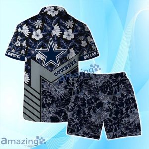 Dallas Cowboys Logo Hibiscus Flower Hawaiian Shirt & Short Summer Beach Product Photo 2