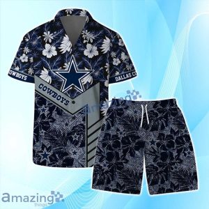 Dallas Cowboys Logo Hibiscus Flower Hawaiian Shirt & Short Summer Beach Product Photo 1