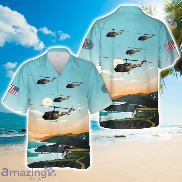 Delaware Army National Guard Bell Huey Helicopter Hawaiian Shirt 3D Printed Button Shirt Product Photo 1