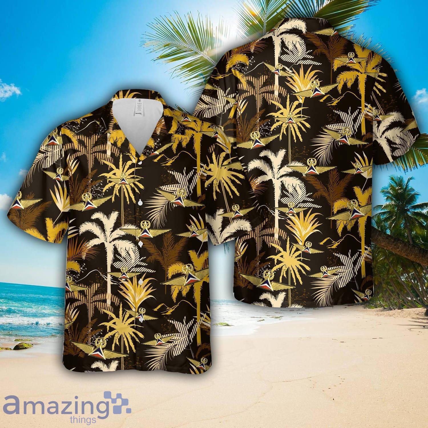 Delta Airlines Check Pilot's badge Hawaiian Shirt Beach Holiday image Delta Airlines Check Pilot's badge Hawaiian Shirt Beach Holiday