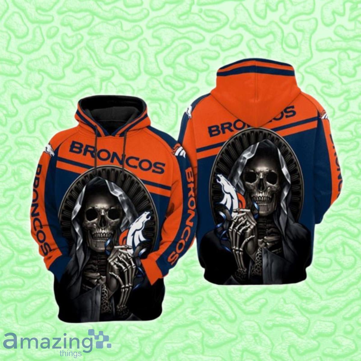 Denver Broncos NFL Football Skull 3D Hoodie Special Gift image Denver Broncos NFL Football Skull 3D Hoodie Special Gift Product Photo 1