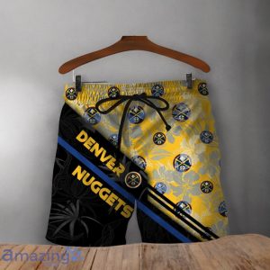 Denver Nuggets Logo Flower Pattern Hawaiian Shirt & Short image Denver Nuggets Logo Flower Pattern Hawaiian Shirt & Short Product Photo 3
