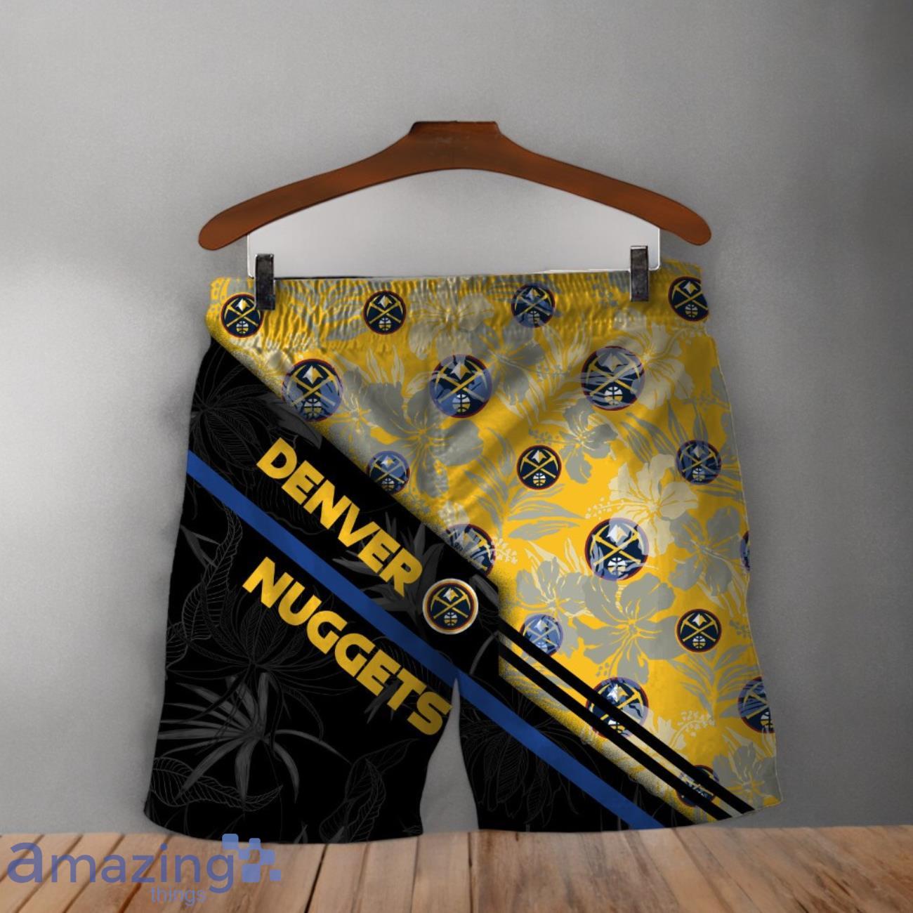 Denver Nuggets Logo Flower Pattern Hawaiian Shirt & Short image Denver Nuggets Logo Flower Pattern Hawaiian Shirt & Short Product Photo 4