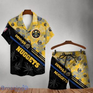 Denver Nuggets Logo Flower Pattern Hawaiian Shirt & Short Product Photo 1