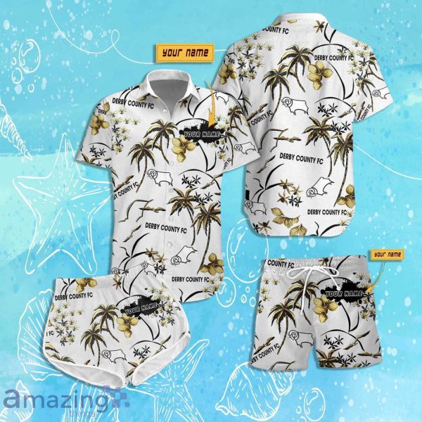 Derby County Hawaiian Shirt & Short Custom Name 2024 Men Women Summer Beach Product Photo 1