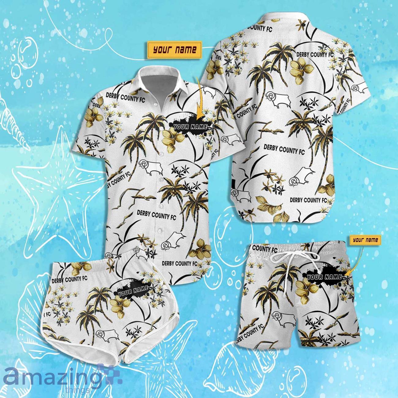 Derby County Hawaiian Shirt & Short Custom Name 2024 Men Women Summer Beach image Derby County Hawaiian Shirt & Short Custom Name 2024 Men Women Summer Beach Product Photo 1