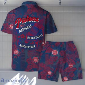 Detroit Pistons Team Logo Pattern Retro Magic Hawaiian Shirt And Short Product Photo 2