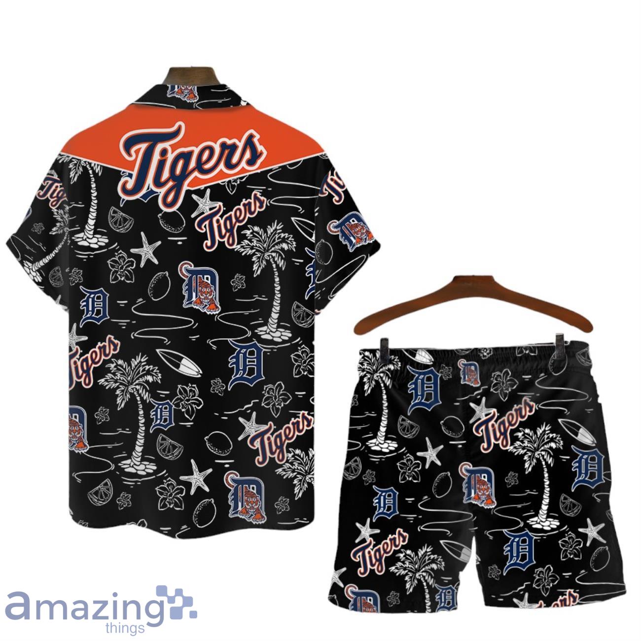 Detroit Tigers MLB Logo Tropical Design Hawaiian Shirt & Short image Detroit Tigers MLB Logo Tropical Design Hawaiian Shirt & Short Product Photo 2