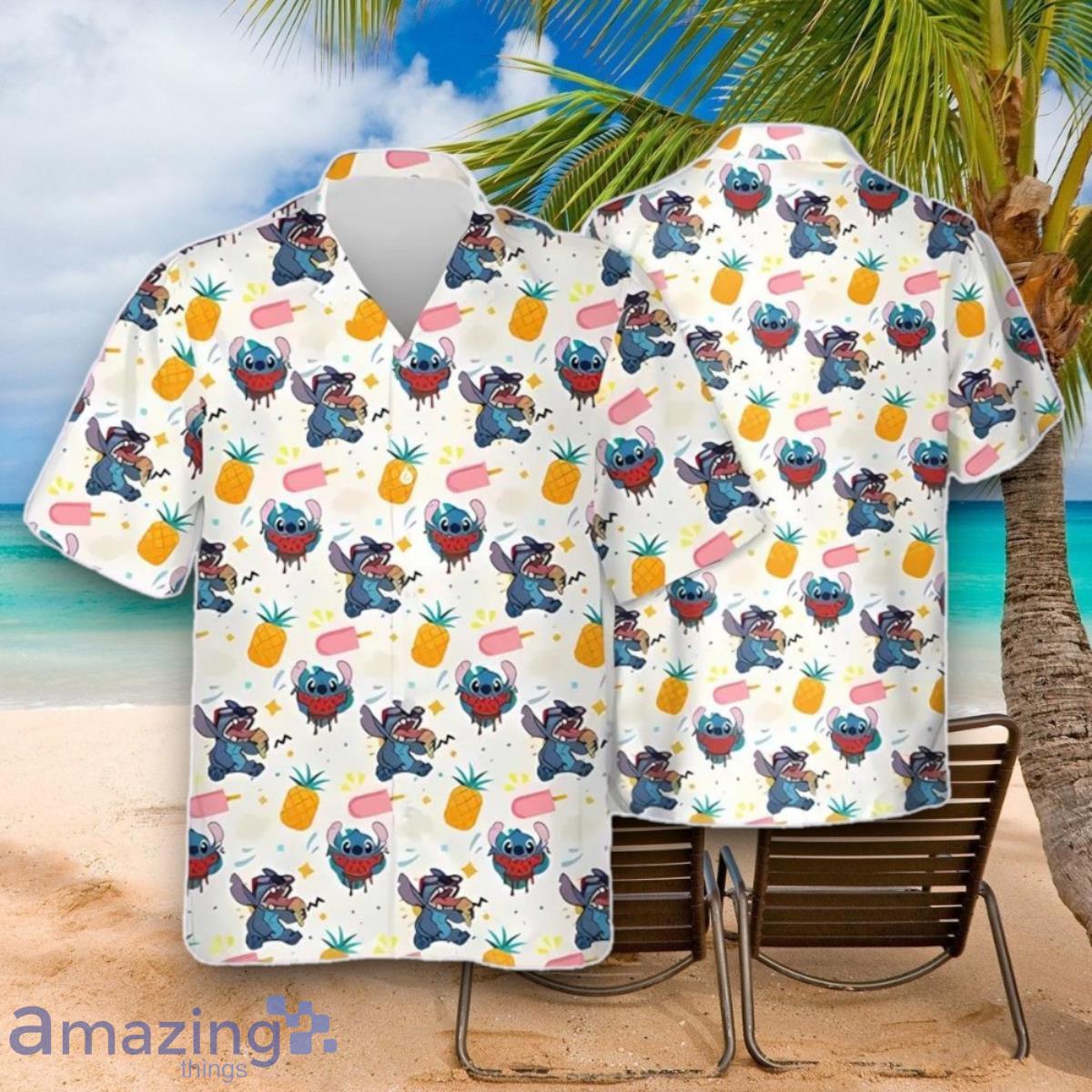 Disney Stitch Hawaiian Shirt Pineapple Pattern Summer image Disney Stitch Hawaiian Shirt Pineapple Pattern Summer Product Photo 1