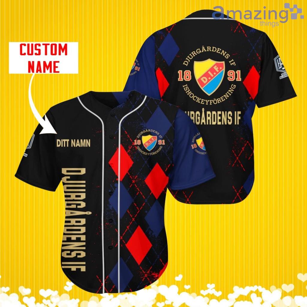 Djurgårdens IF Sports Logo Jersey Baseball Shirt Custom Name With Diamond Brush Pattern For Men And Women image Djurgårdens IF Sports Logo Jersey Baseball Shirt Custom Name With Diamond Brush Pattern For Men And Women Product Photo 1