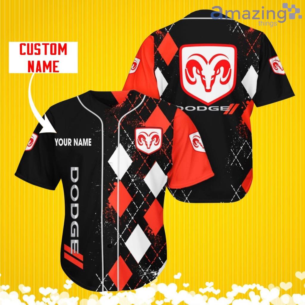 Dodge Sports Logo Jersey Baseball Shirt Custom Name With Diamond Brush Pattern For Men And Women image Dodge Sports Logo Jersey Baseball Shirt Custom Name With Diamond Brush Pattern For Men And Women Product Photo 1