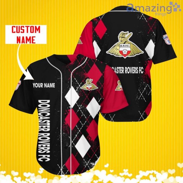 Doncaster Rovers Sports Logo Jersey Baseball Shirt Custom Name With Diamond Brush Pattern For Men And Women Product Photo 1