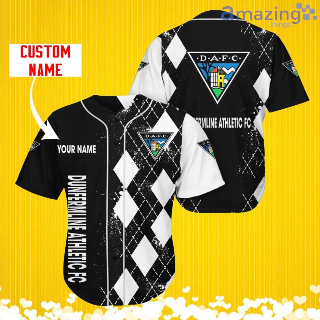 Dunfermline Athletic F.C. Sports Logo Jersey Baseball Shirt Custom Name With Diamond Brush Pattern For Men And Women image Dunfermline Athletic F.C. Sports Logo Jersey Baseball Shirt Custom Name With Diamond Brush Pattern For Men And Women Product Photo 1
