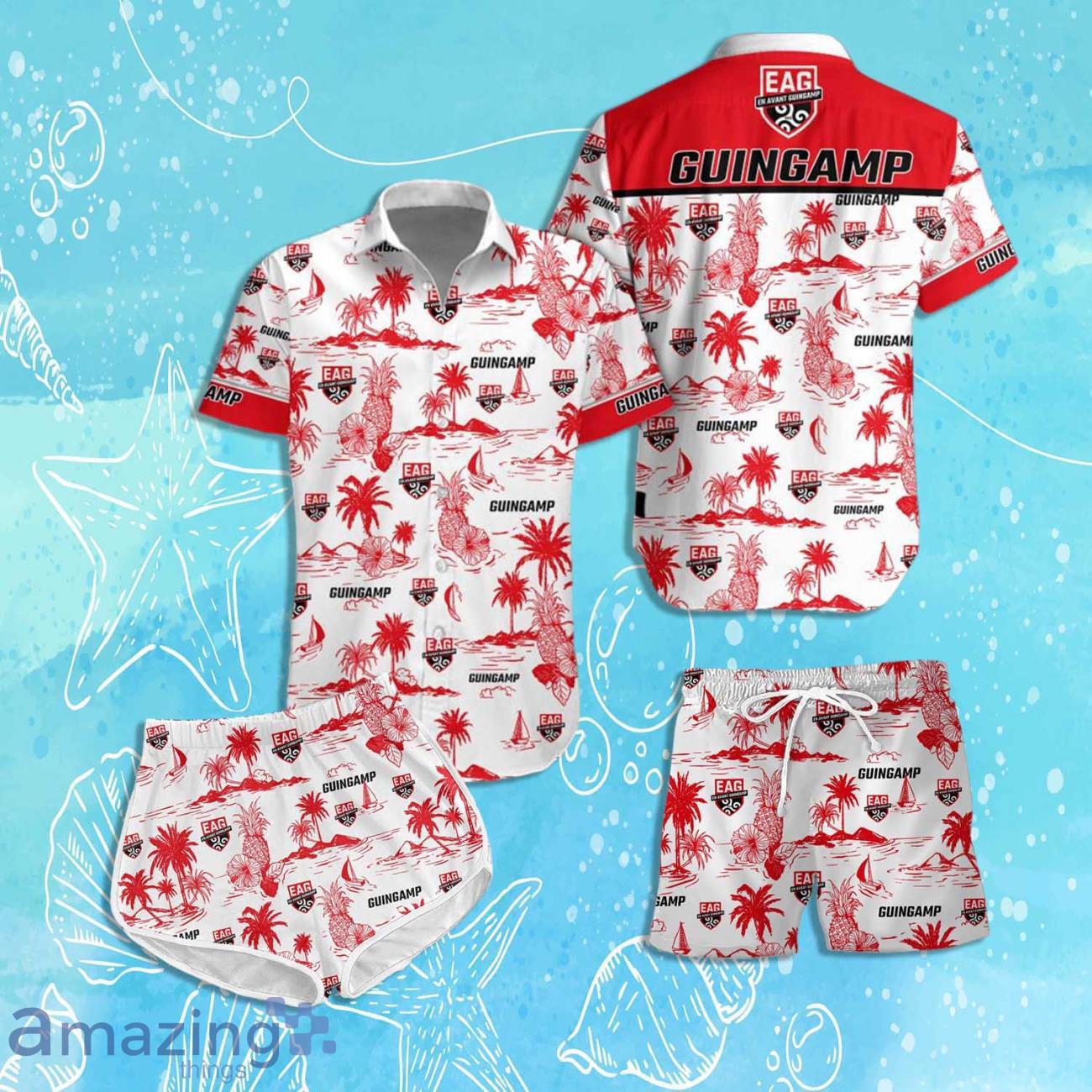 En Avant Guingamp Hawaiian Shirt & Short 2024 Summer Beach For Fans image En Avant Guingamp Hawaiian Shirt & Short 2024 Summer Beach For Fans Product Photo 1
