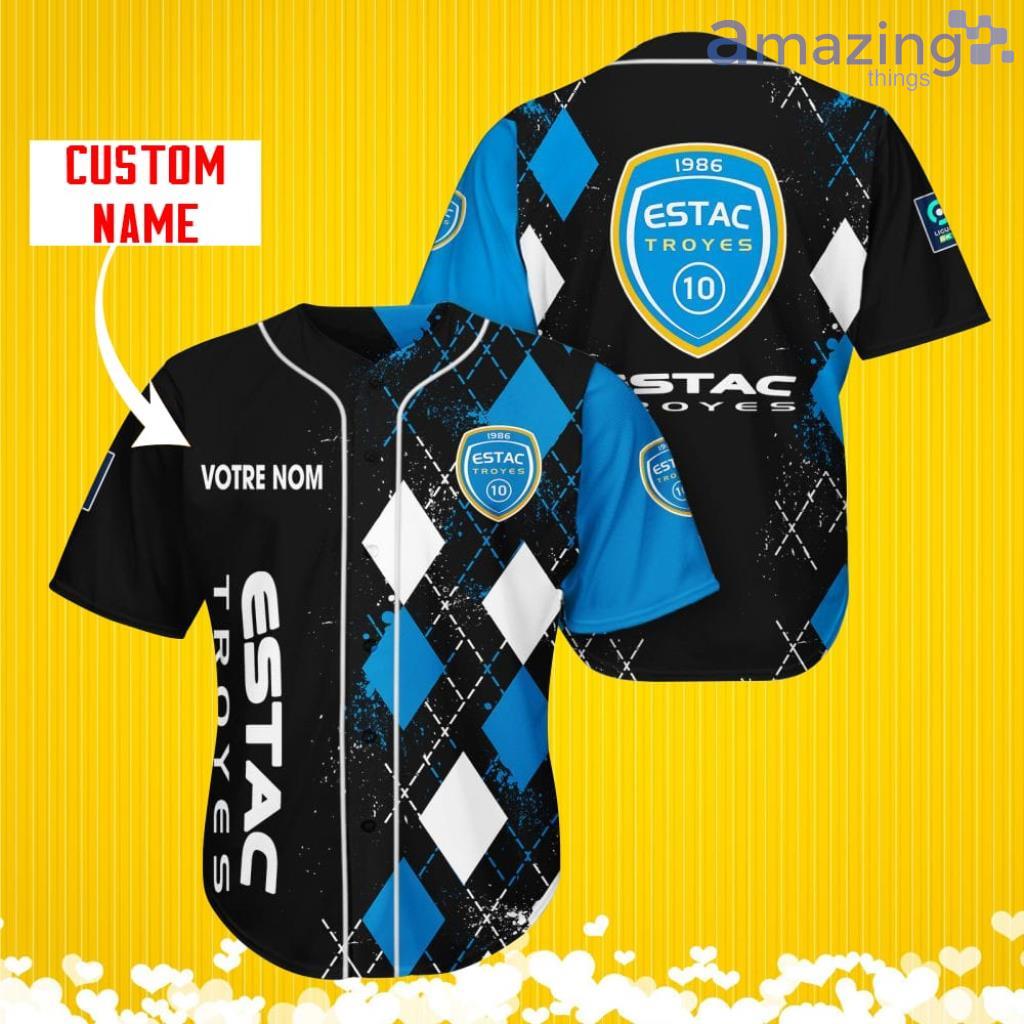 ESTAC Troyes Sports Logo Jersey Baseball Shirt Custom Name With Diamond Brush Pattern For Men And Women image ESTAC Troyes Sports Logo Jersey Baseball Shirt Custom Name With Diamond Brush Pattern For Men And Women Product Photo 1