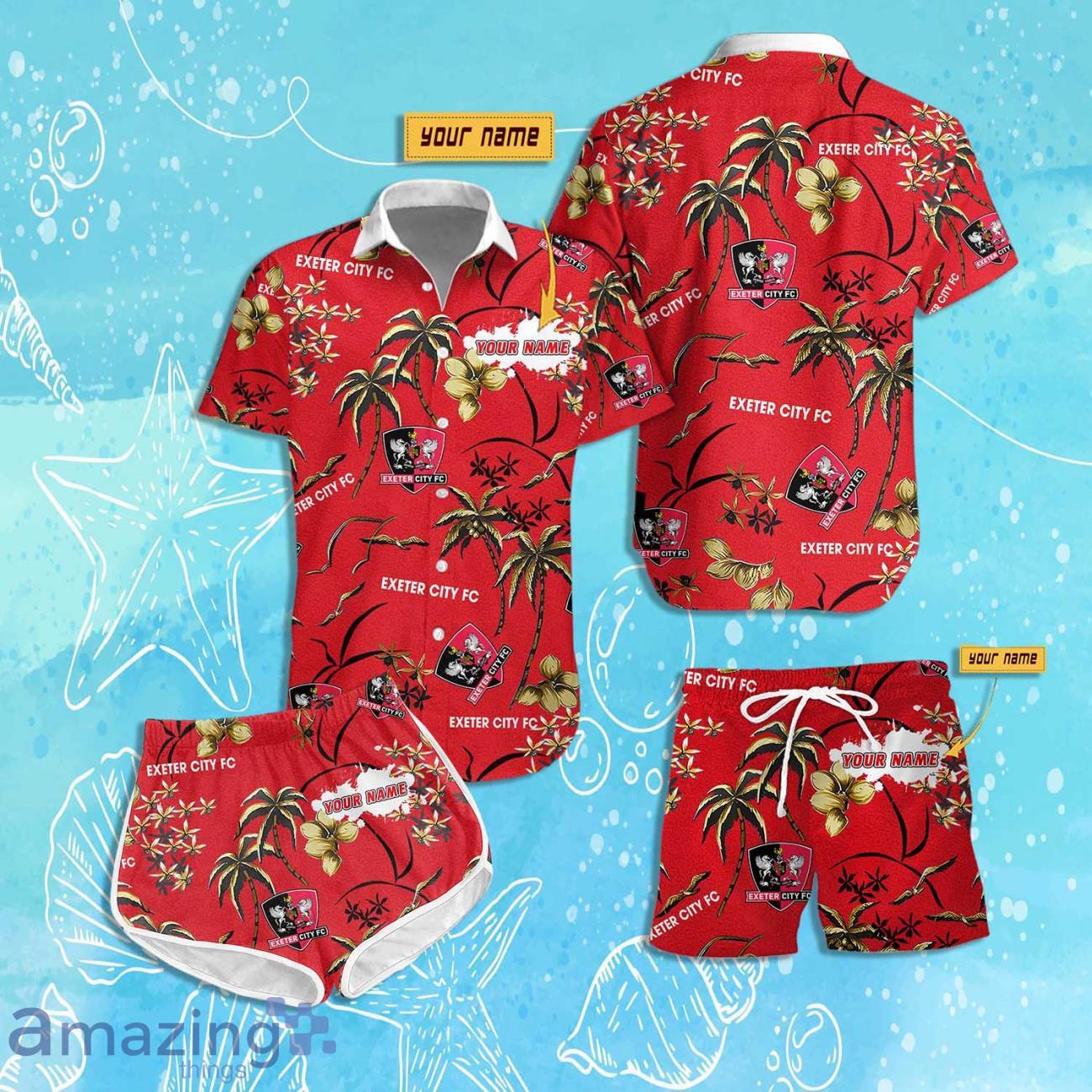 Exeter City Hawaiian Shirt & Short Custom Name 2024 Men Women Summer Beach image Exeter City Hawaiian Shirt & Short Custom Name 2024 Men Women Summer Beach Product Photo 1