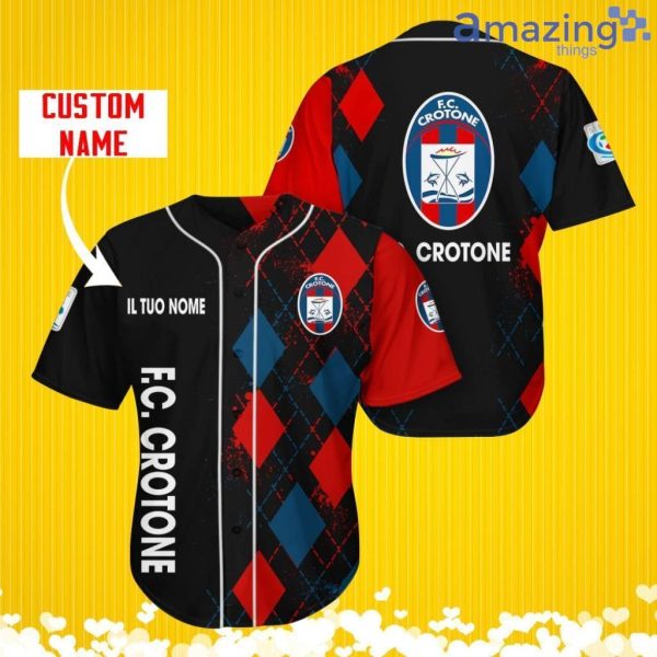 F.C. Crotone Sports Logo Jersey Baseball Shirt Custom Name With Diamond Brush Pattern For Men And Women Product Photo 2