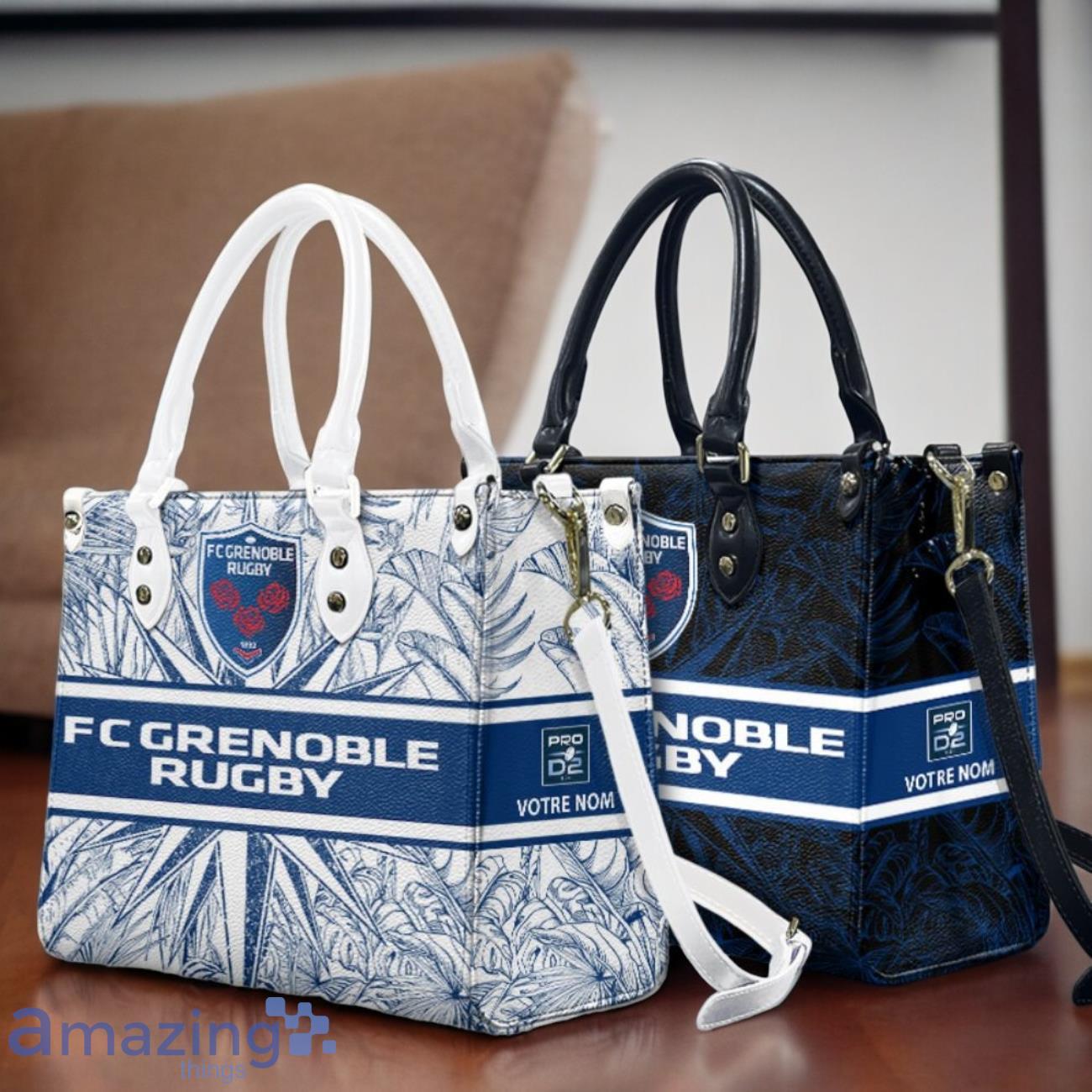 FC Grenoble Rugby Leather Handbag Custom Name Gift For Women image FC Grenoble Rugby Leather Handbag Custom Name Gift For Women Product Photo 1