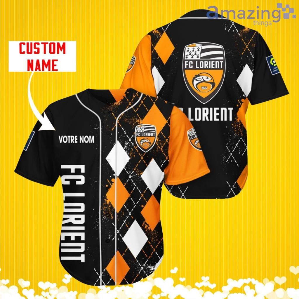 FC Lorient Sports Logo Jersey Baseball Shirt Custom Name With Diamond Brush Pattern For Men And Women image FC Lorient Sports Logo Jersey Baseball Shirt Custom Name With Diamond Brush Pattern For Men And Women Product Photo 2